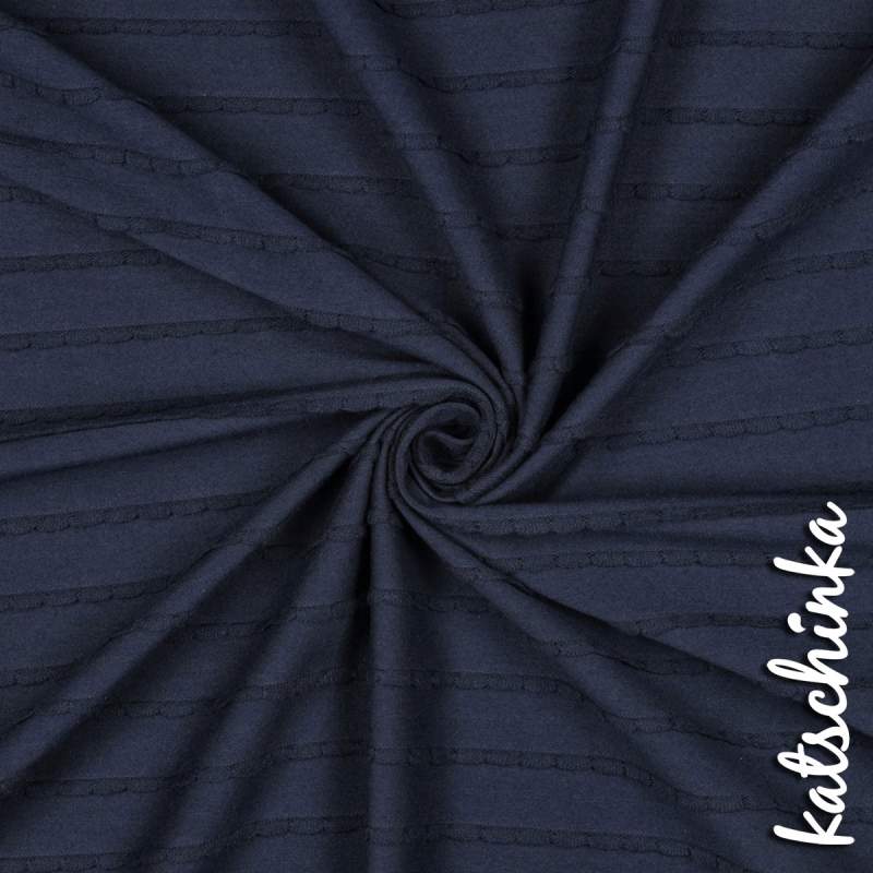 Jersey mit Rüschen Navy 005 | Meterware Strukturjersey